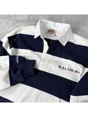 Vintage Barbarian Rugby Canada Long Sleeve Rugby Shirt Navy White L Heavyweight